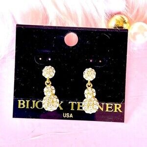 Bijoux Terner Women’s Vintage Clear Rhinestone Dangling Earrings
